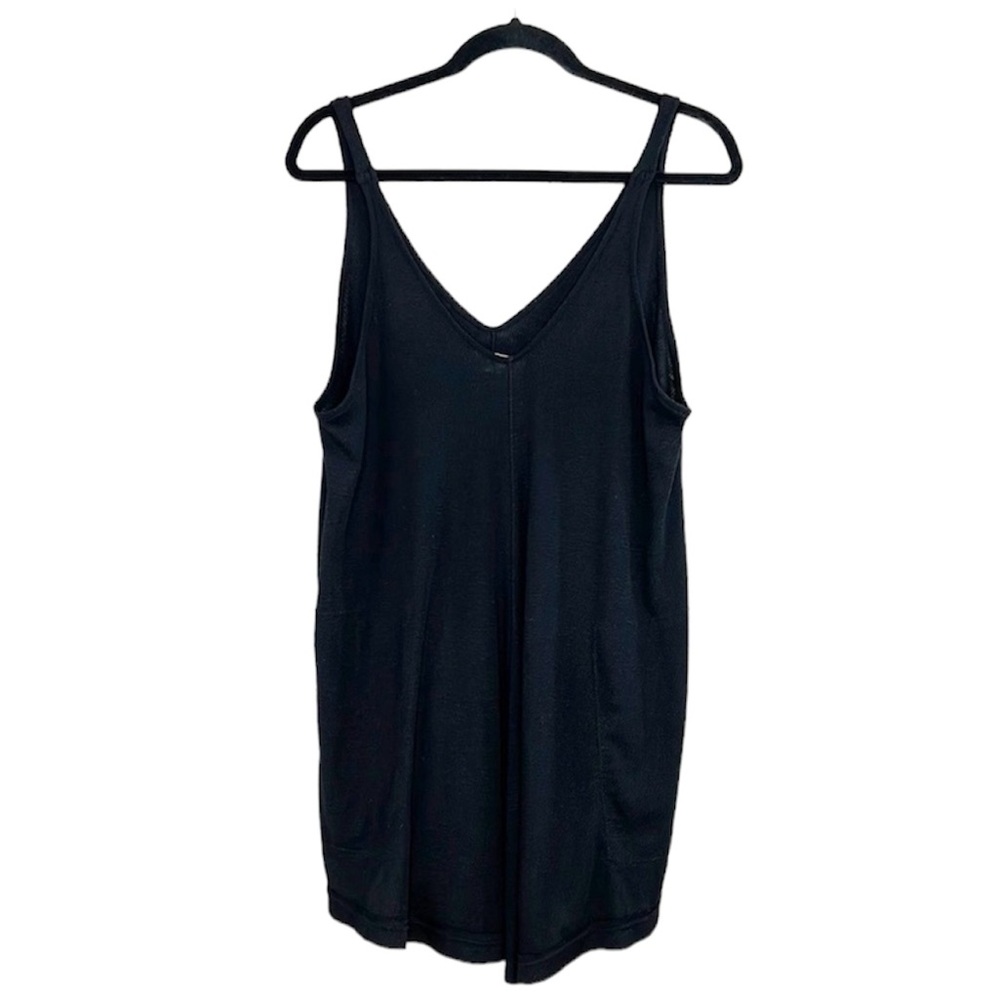 Free People Beach Ribbed Double V Neck Black Tank dress tunic size XS